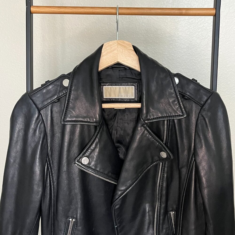 Michael Kors Leather Moto Jacker Size S - Picture 5 of 11